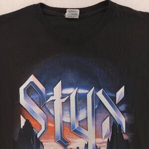Styx North American Tour Band Short Sleeve Crew Neck Shirt Mens Size M Black